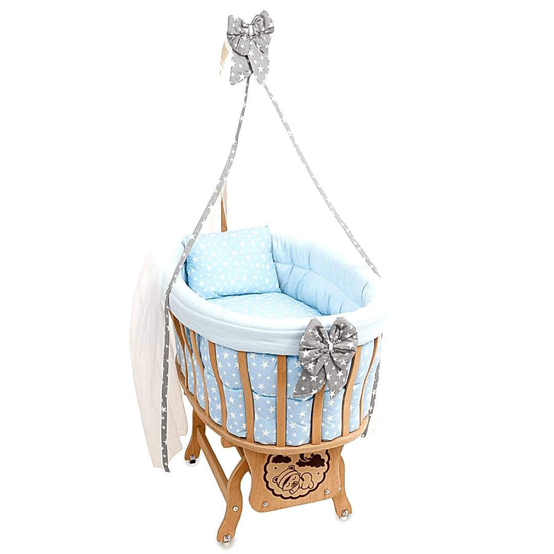 AHŞAP SEPET BEŞİK ( MAVİ)