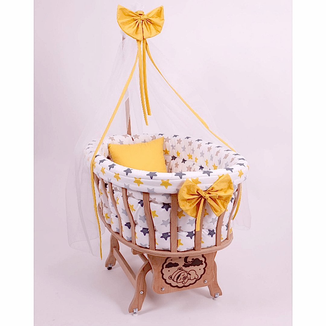 AHŞAP SEPET BEŞİK ( SARI)