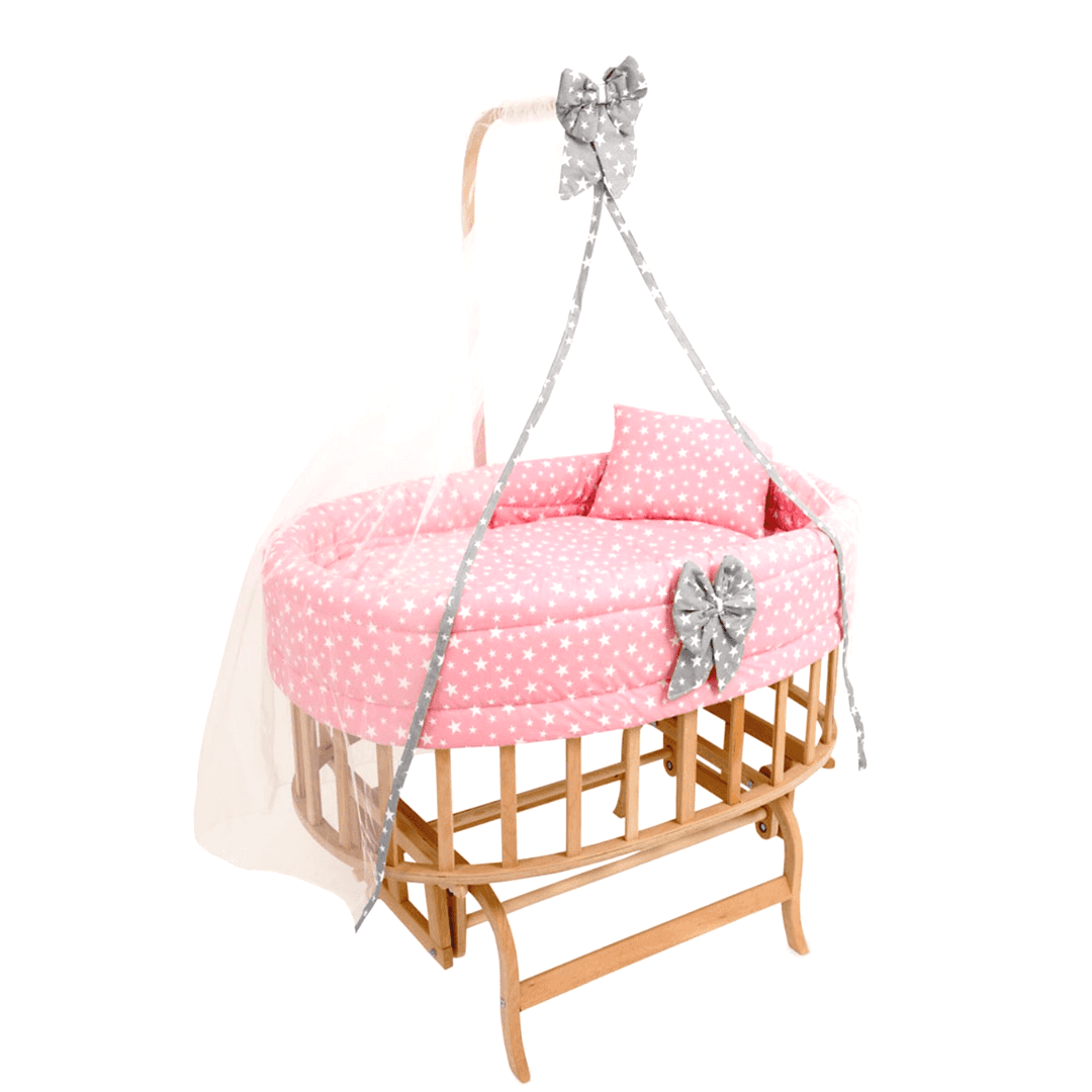 AMEDAN ANNE YANI AHŞAP BEŞİK 2 KADEMELİ ( PEMBE)