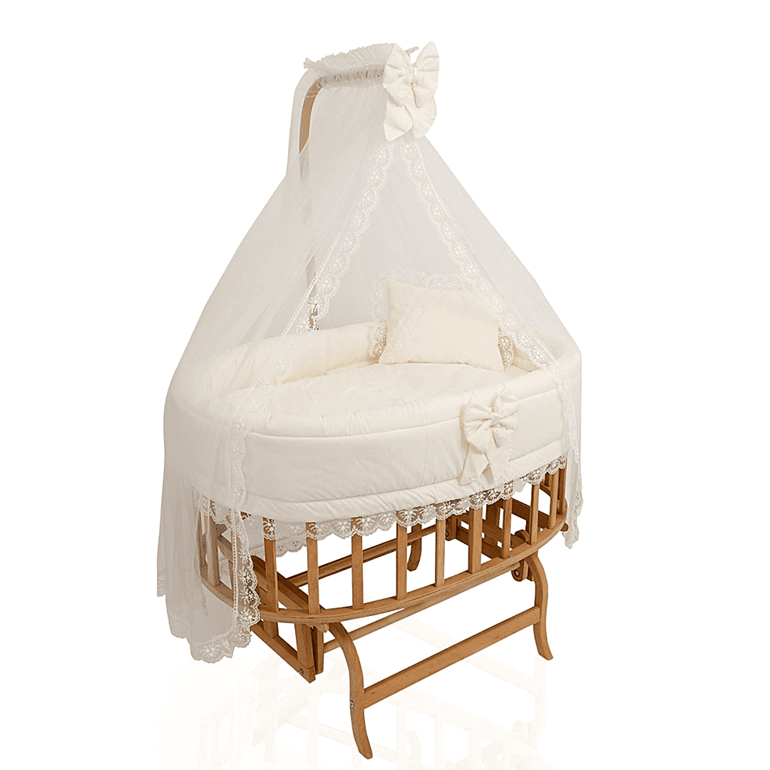 AMEDAN ANNE YANI AHŞAP BEŞİK 2 KADEMELİ ( KREM FRANSIZ )