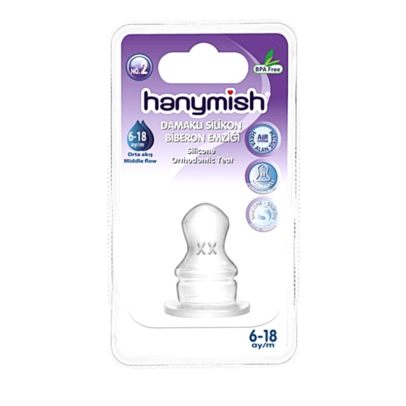 HANYMISH DAMAKLI SİLİKON BİBERON EMZİĞİ 6-18 AY
