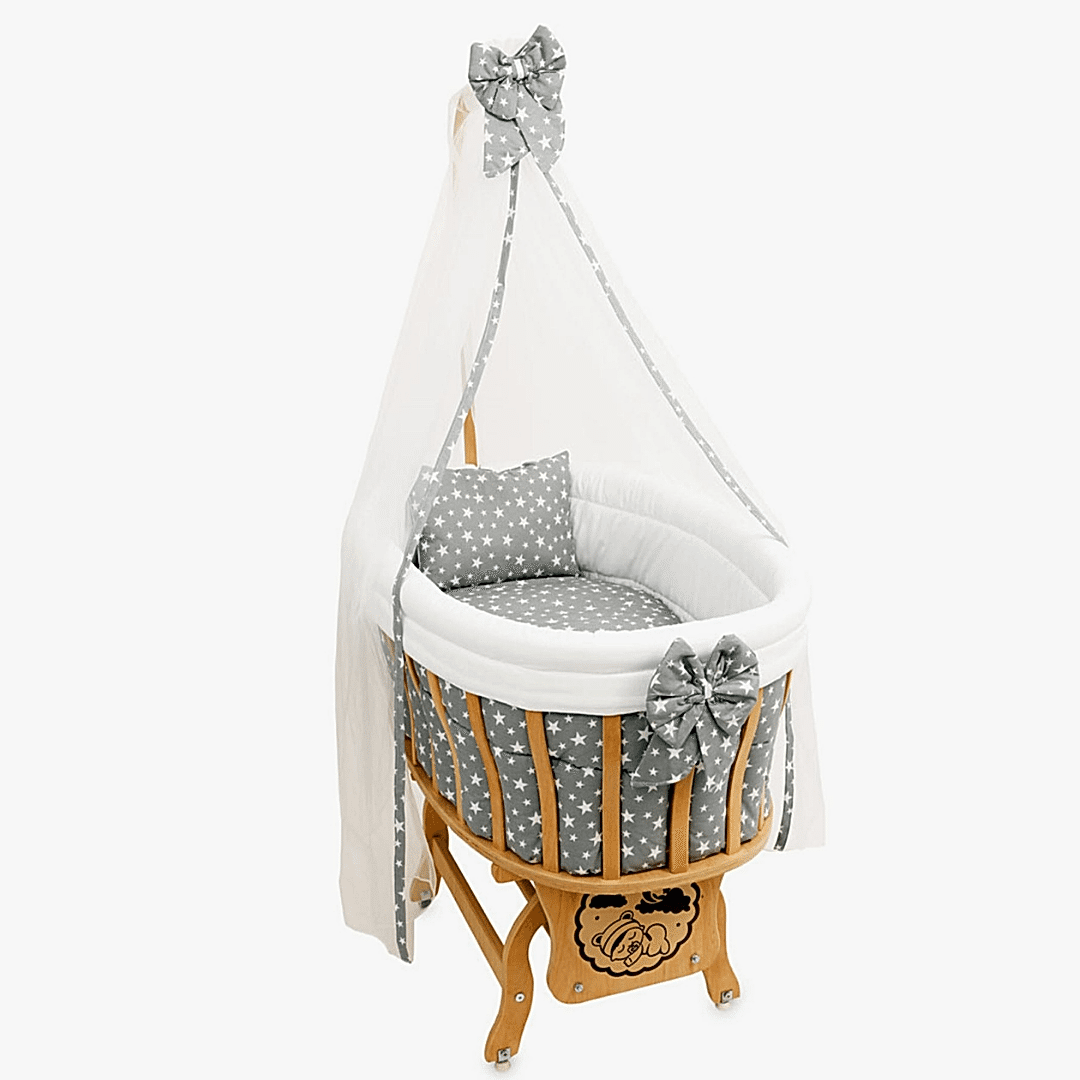 AHŞAP SEPET BEŞİK ( GRİ)