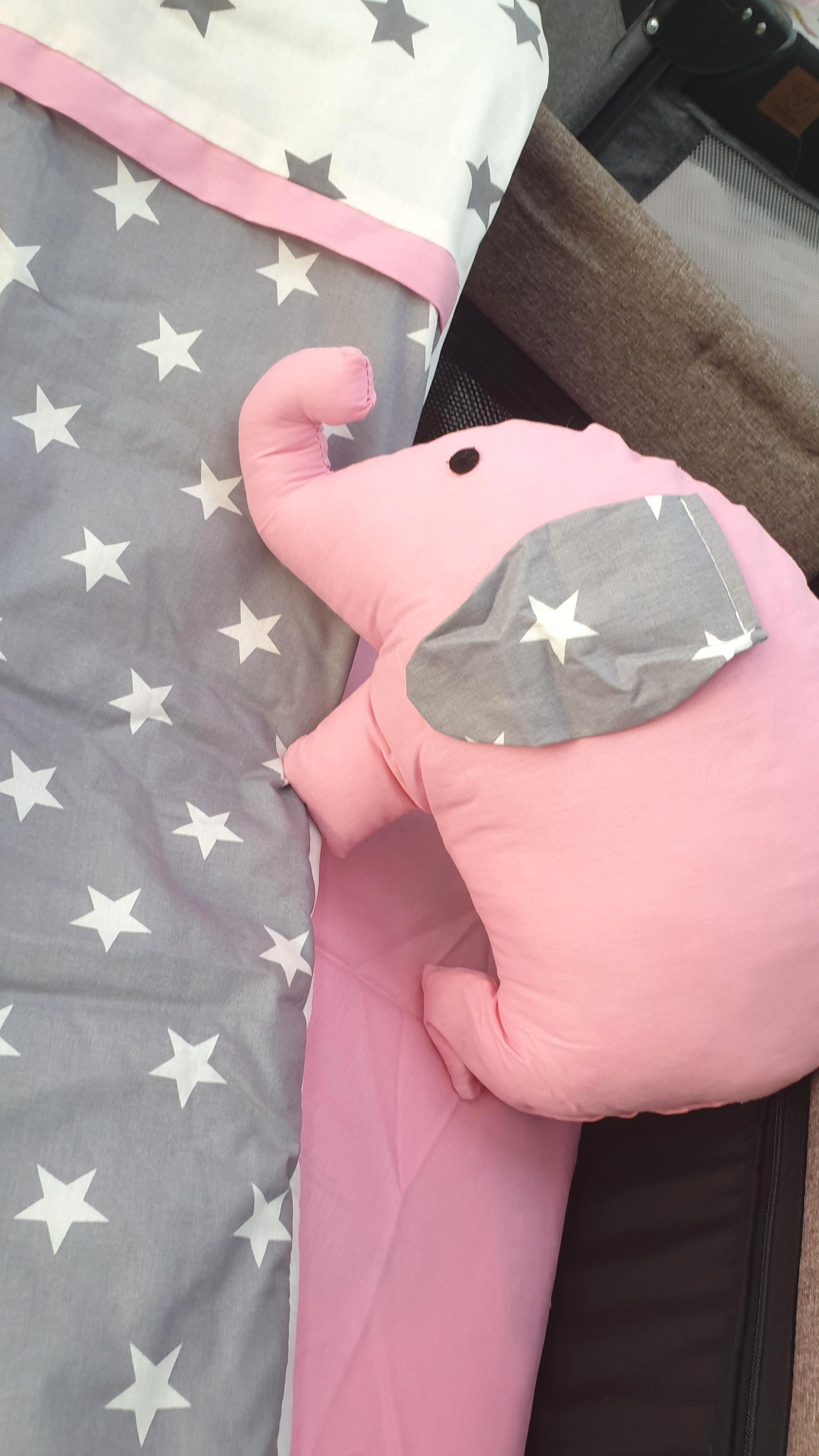 YILDIZLI FİL MODEL LÜX 5 PARÇA PARK YATAK UYKU SETİ (PEMBE)