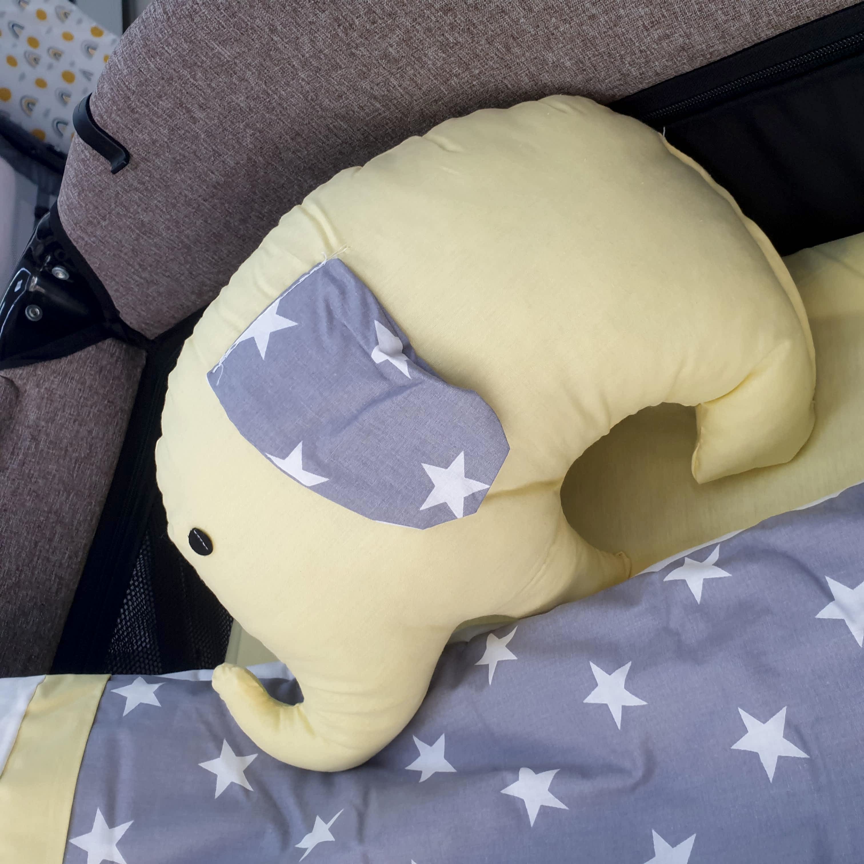 YILDIZLI FİL MODEL LÜX 5 PARÇA PARK YATAK UYKU SETİ (SARI)