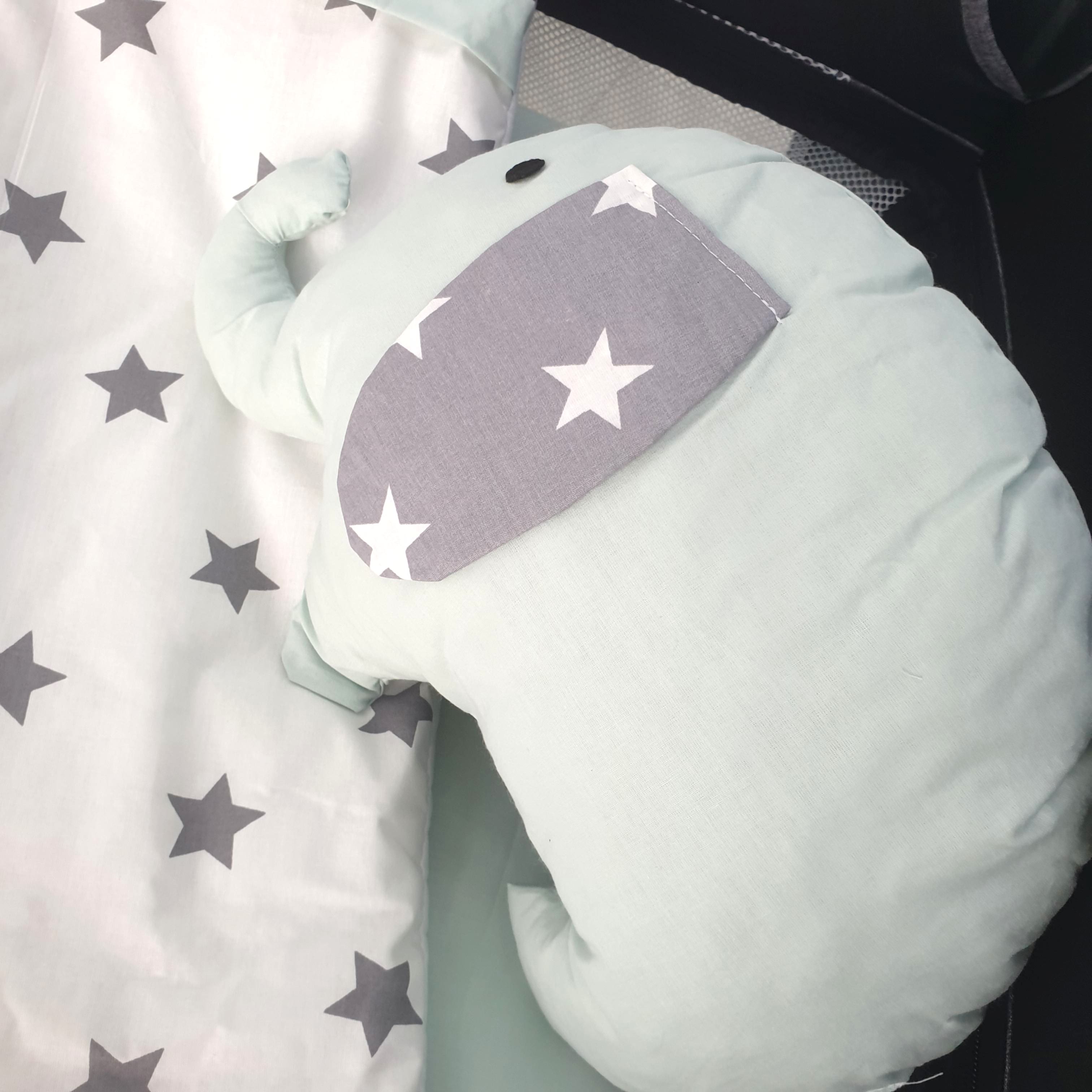 YILDIZLI FİL MODEL LÜX 5 PARÇA PARK YATAK UYKU SETİ (SU YEŞİL)