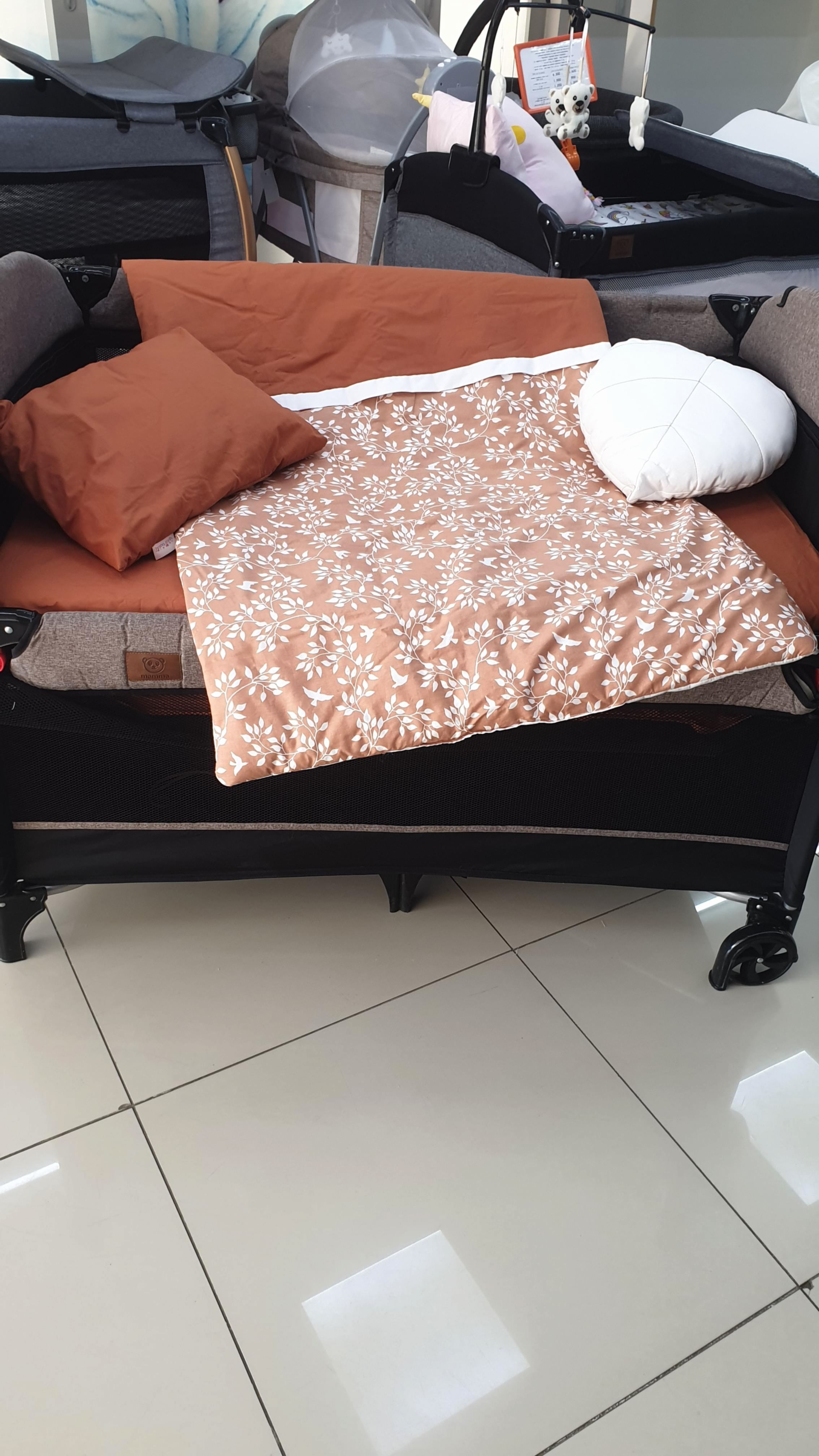 YAPRAK MODEL LÜX 5 PARÇA PARK YATAK UYKU SETİ (KİREMİT)