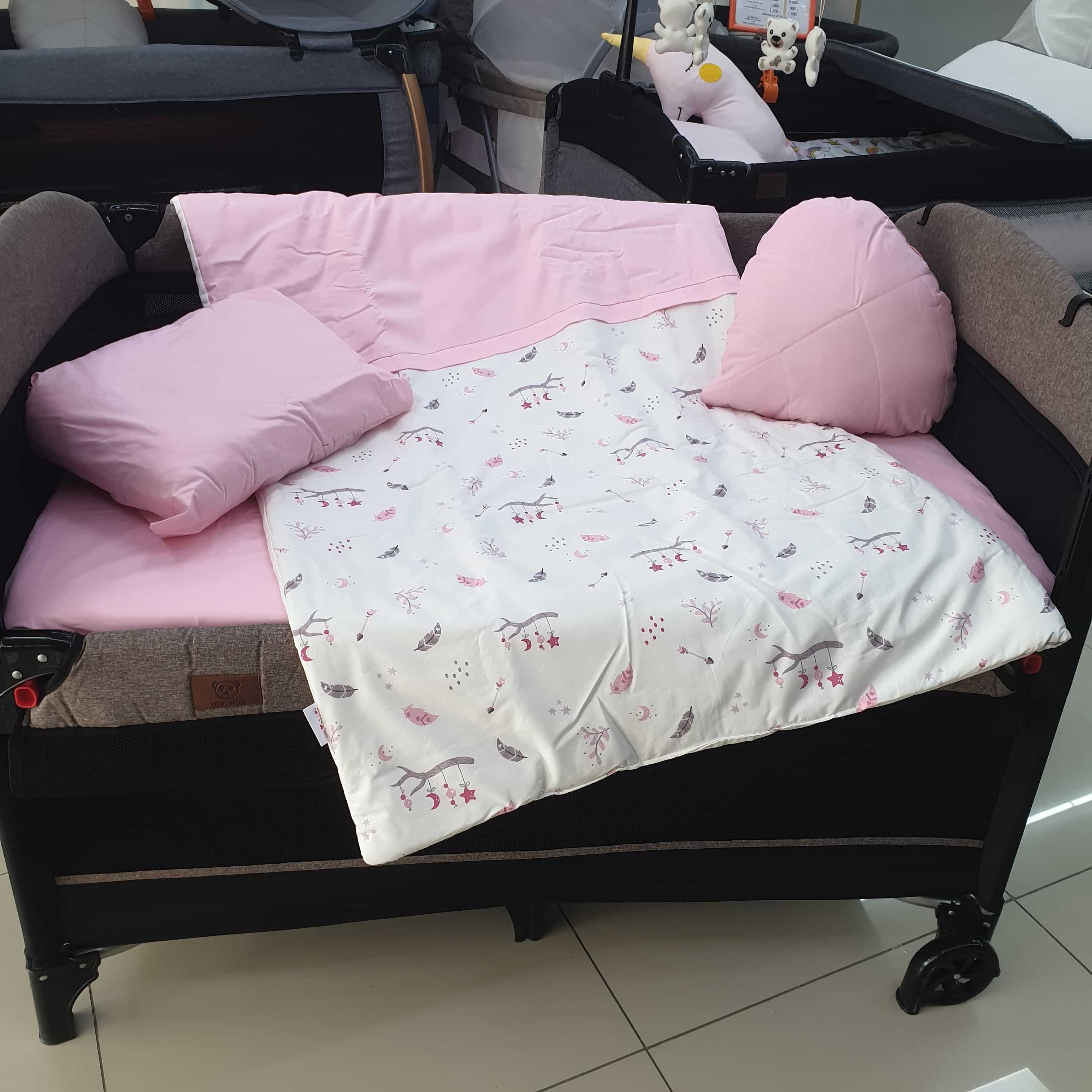 YAPRAK MODEL LÜX 5 PARÇA PARK YATAK UYKU SETİ (PEMBE)