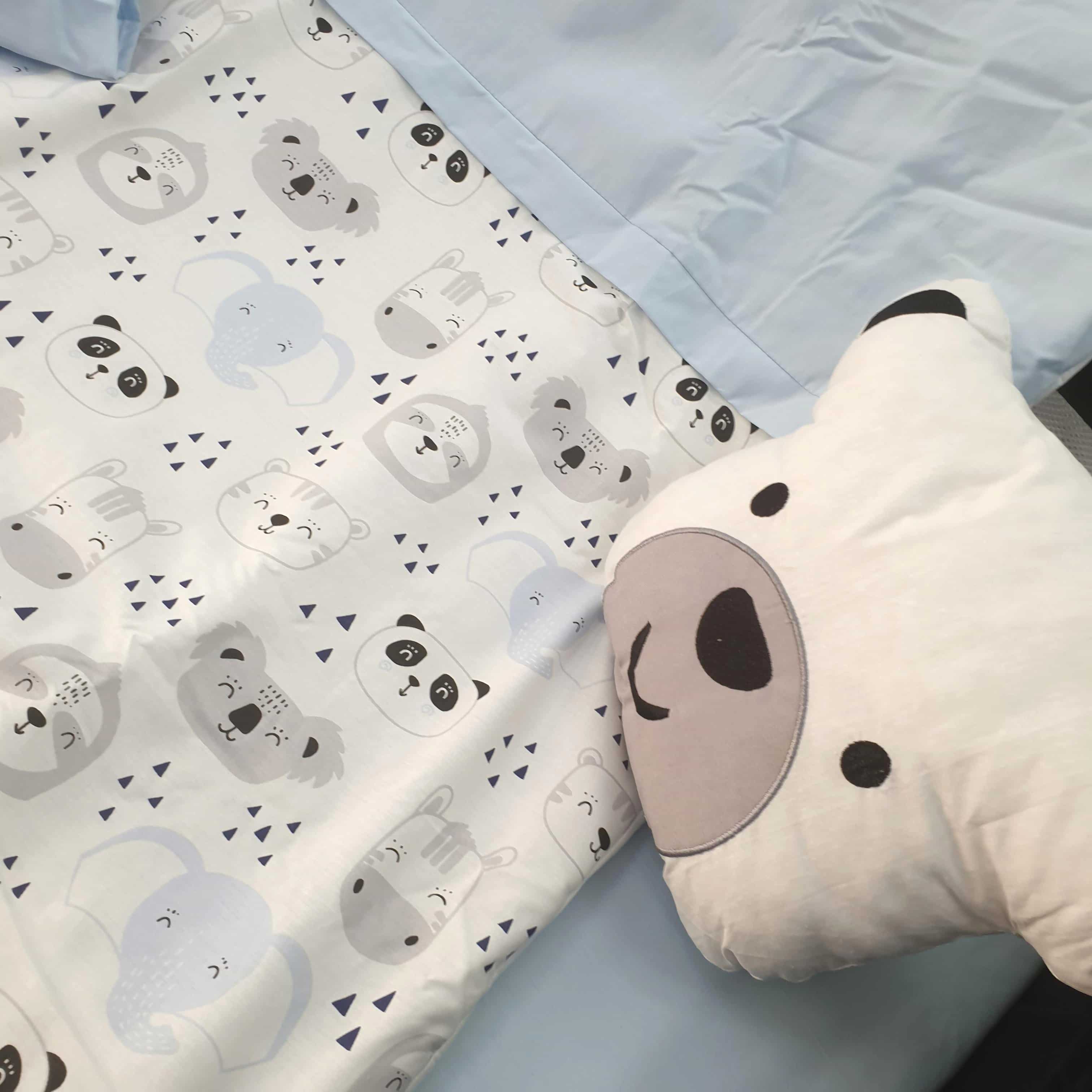 RAKUN AYICIK MODEL LÜX 5 PARÇA PARK YATAK UYKU SETİ (MAVİ)