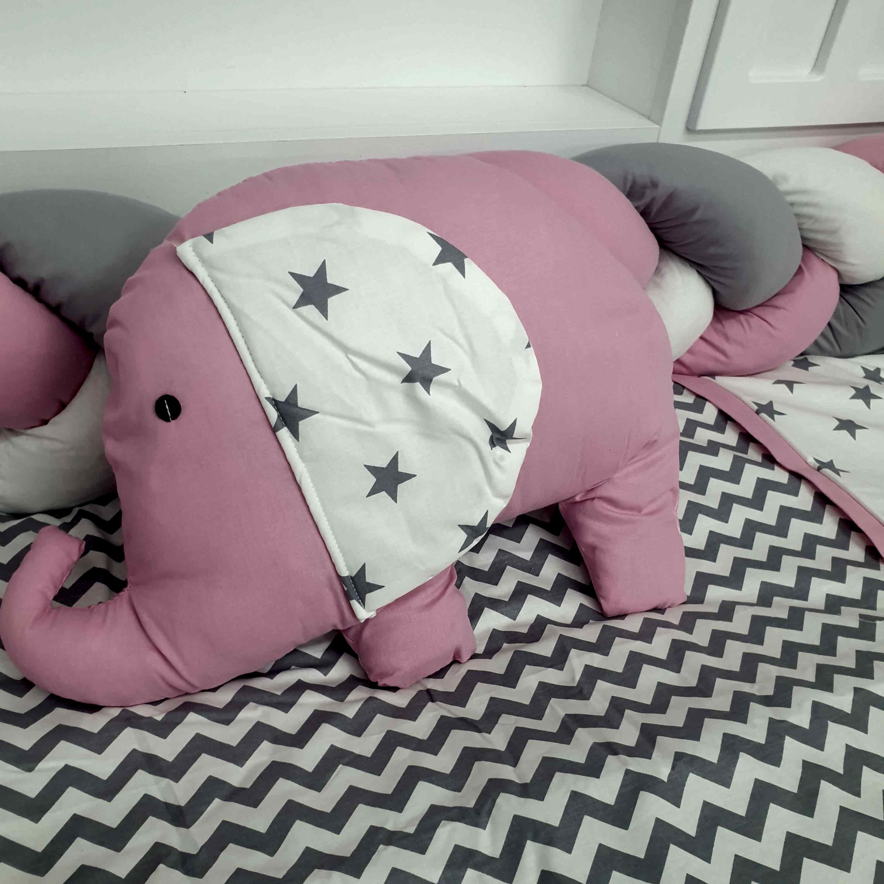 YILDIZLI FİL MODEL LÜX MONTESSORİ UYKU SETİ (PEMBE)