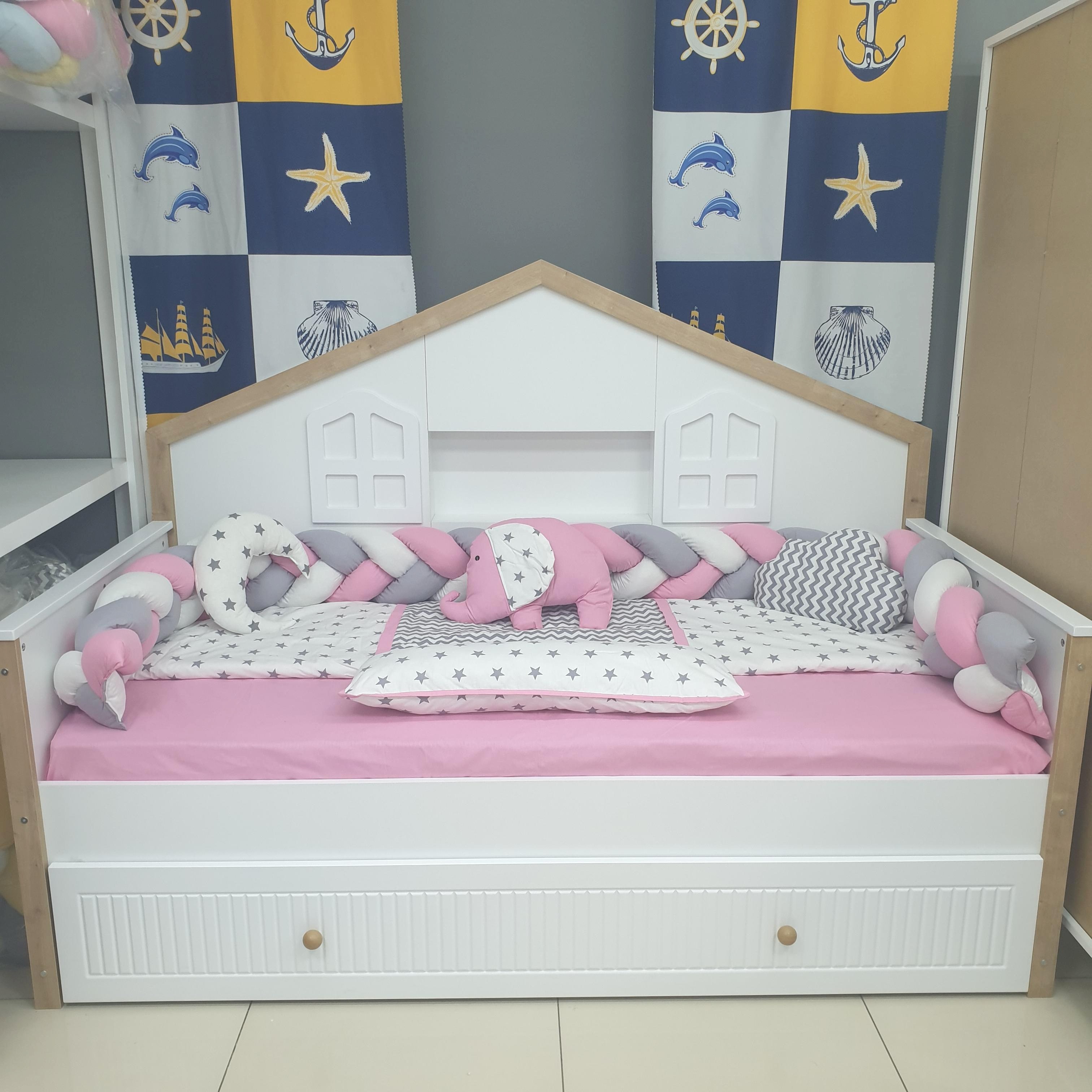 YILDIZLI FİL MODEL LÜX MONTESSORİ UYKU SETİ (PEMBE)