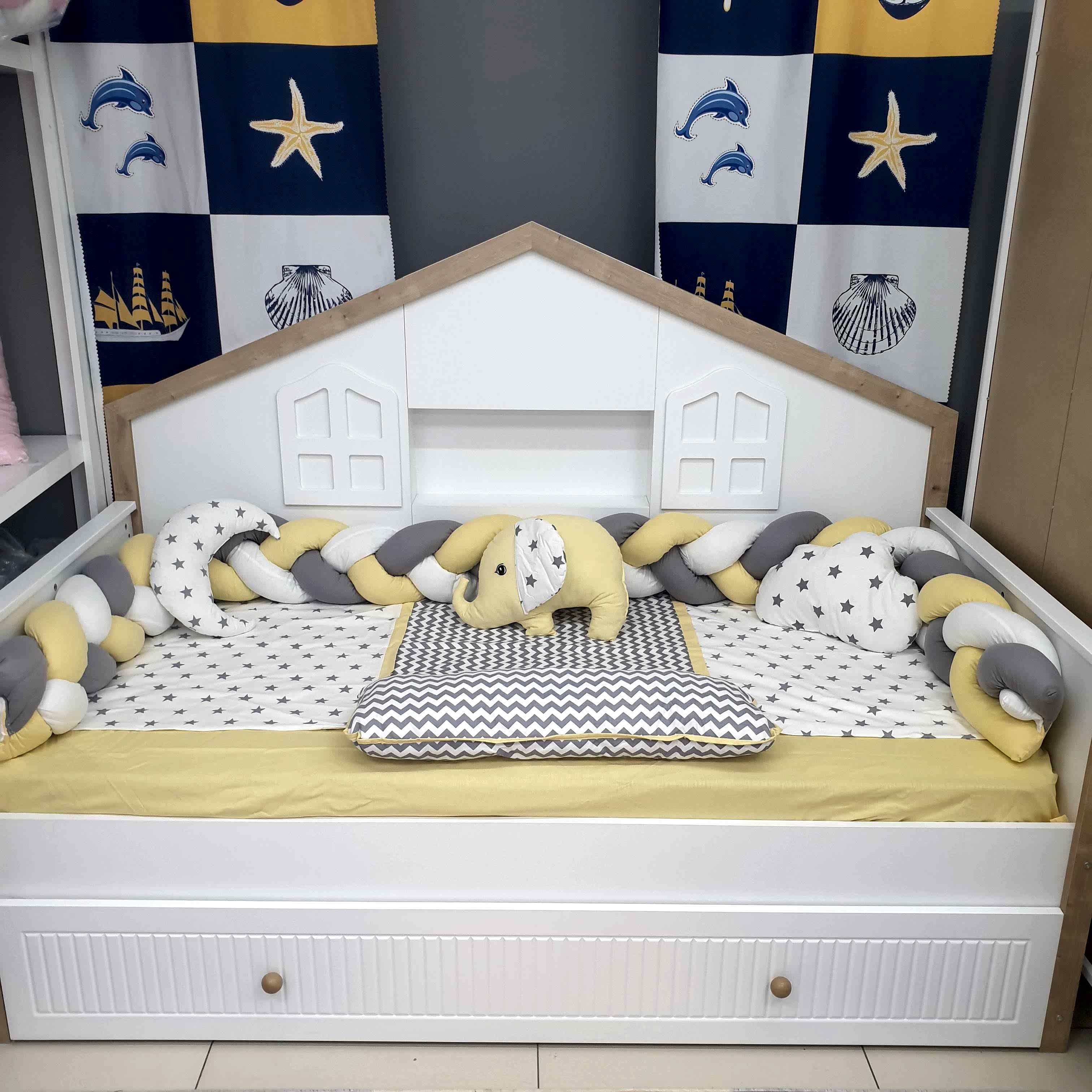 YILDIZLI FİL MODEL LÜX MONTESSORİ UYKU SETİ (SARI)